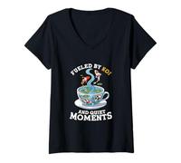 Womens Fueled by Koi and Quiet Moments Pond Koi Lover V-Neck T-Shirt