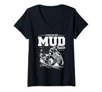 Women's Fueled By Mud Trails ATV Offroad Rider V-Neck T-Shirt