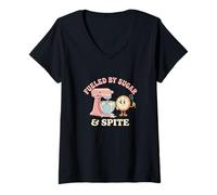 Women's Fueled By Sugar and Spite Baking Pastry Chef Baker V-Neck T-Shirt