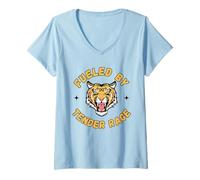 Womens Fueled by Tender Rage Chaotic Good Fierce Tiger Art V-Neck T-Shirt