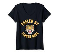 Womens Fueled by Tender Rage Chaotic Good Fierce Tiger V-Neck T-Shirt