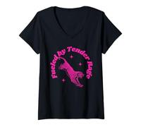 Womens Fueled by Tender Rage Pink Tiger V-Neck T-Shirt