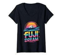 Womens Fuji Dream Pop Culture Japanese Aesthetic V-Neck T-Shirt