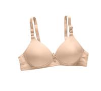 Women's Full Coverage Push Up Bras Everyday Basic Comfort Lightly Padded Bra No Underwire Plunge Lift Up T-Shirt Bra, Beige, 36A/B