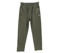 Women's Full Length Cherry Berry Fleece Lined Trousers - Ladies Italian Plain Casual Stretchy Elasticated Waist Winter Warm Pants (Khaki, 14)
