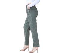 Women's Full Length Cherry Berry Trousers - Ladies Italian Plain Casual Stretchy Elasticated Waist Summer Pants Plus Size Khaki 24