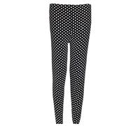 Women's Full Length Plain Printed Leggings Elasticated Waist Summer Sports Trousers Ladies Active Gym Plus Size Stretchy Pants Outdoor Casual Wear Bottoms (Black With White Polka Dot, UK 20-22)