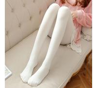 Women's Full Length Stretch Tights with Fleece Inner Layer High Waistband Provides Gentle Support for Daily Comfort Needs (White)