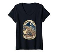 Women's Full Moon Count Horseshoe Crab Beach Survey V-Neck T-Shirt