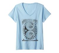 Womens Full Moon Phase Space Astronomy Chart Phases of The Moon V-Neck T-Shirt