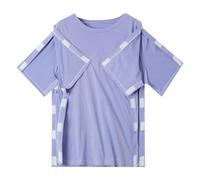Women's Full Open Front Post-Surgery Shirt, Adjustable Side & Sleeve Openings for Arm Injury Recovery Soft Stretch Tops Easy Wear Recovery Clothing Blue XL