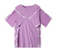Women's Full Open Front Post-Surgery Shirt, Adjustable Side & Sleeve Openings for Arm Injury Recovery Soft Stretch Tops Easy Wear Recovery Clothing Purple L