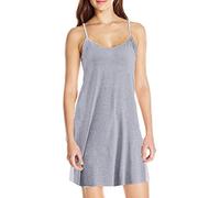 Women's Full Slip Petticoat Knee Length Strappy Sexy Nightdress Modal Freya Full Slip Underskirt Skirt Ladies Chemise (Grey, Large)