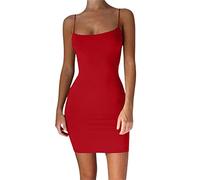 Women's Full Slips Cami Dress Soft Slinky Strap Petticoat Mini Nightdress Ladies Spaghetti Basic Underskirt Camisole Chemise Plus Size Bodycon Dresses for Women UK