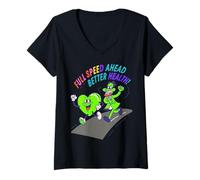 Women's Full Speed Ahead to Better Health Design - Retro Run V-Neck T-Shirt