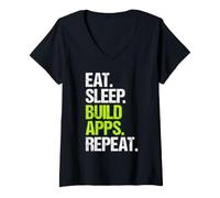 Women's Full Stack Developer Eat Sleep Routine V-Neck T-Shirt