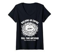 Women's Full Time Ant Dad Empire Building Entomology Hobby V-Neck T-Shirt