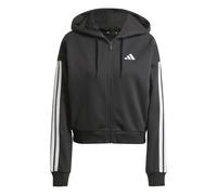 adidas Women's ESSENTIALS 3-STRIPES FRENCH TERRY FULL ZIP HOODIE, Black/White, L