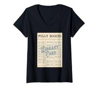 Women's Fully Booked Vintage Library Due Date Card Reader Men Women V-Neck T-Shirt