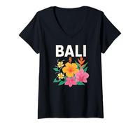 Womens Fun Bali Indonesia Summer Adventure, Tropical Travel V-Neck T-Shirt