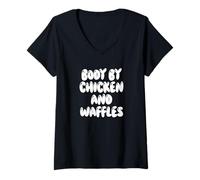 Womens Fun Body by Chicken and Waffles Southern Food Meme Saying V-Neck T-Shirt