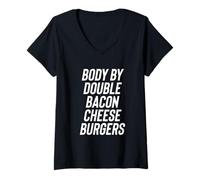 Womens Fun Body by Double Bacon Cheeseburgers Meme Saying V-Neck T-Shirt