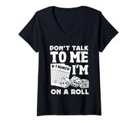 Womens Fun Bunco Present Make Perfect Game Night Rollin' Dice V-Neck T-Shirt
