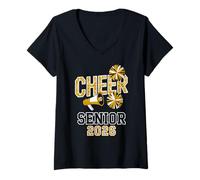 Womens Fun Cheer Senior 2026 Tumble Squad High School Cheerleader V-Neck T-Shirt