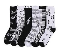 Women's Fun Colorful Crew Sock 6 Packs, Music Notes, One size