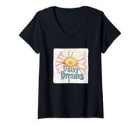 Womens Fun Daisy Dreams in Summer Style V-Neck T-Shirt
