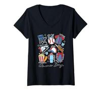 Womens Fun Game Day Sports Celebration Graphic Baseball V-Neck T-Shirt
