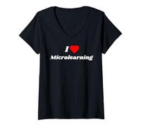 Women's Fun Graphic-I Love Microlearning V-Neck T-Shirt