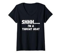 Women's Fun Graphic-Shhhh I'm a Throat Goat V-Neck T-Shirt