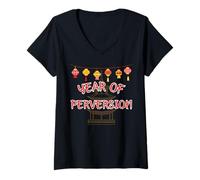 Womens Fun Graphic-Year of Perversion V-Neck T-Shirt