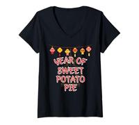 Womens Fun Graphic-Year of Sweet Potato Pie V-Neck T-Shirt