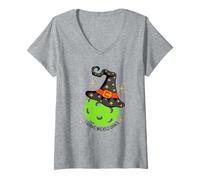 Womens Fun Halloween Pickleball Witch Shirt I Serve Wicked Dinks V-Neck T-Shirt