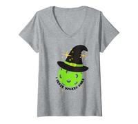 Womens Fun Halloween Pickleball Witch Shirt I Serve Wicked Dinks V-Neck T-Shirt