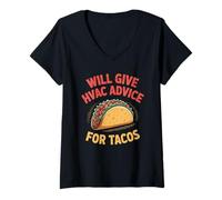 Womens Fun HVAC Technician Taco Joke Humor Certified Tech Mechanics V-Neck T-Shirt