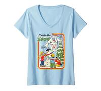 Womens Fun in the Snow Christmas Snowman Retro Funny Adult Humor V-Neck T-Shirt