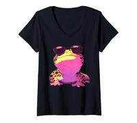 Womens Fun Kawaii Lizard with Sunglasses Pastel Goth Leopard Gecko V-Neck T-Shirt