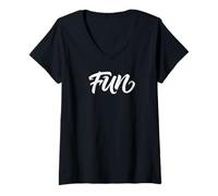 Women's Fun Modern Minimalist Positive Vibe Bold Typographic Graphic V-Neck T-Shirt