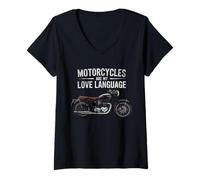 Womens Fun Motorcycles Are My Love Language Design for Men, Women V-Neck T-Shirt