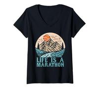 Womens Fun Running Life is a Marathon V-Neck T-Shirt