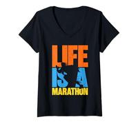 Women's Fun Running Life is a Marathon V-Neck T-Shirt