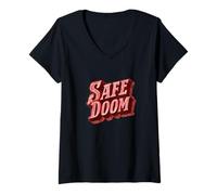 Women's Fun Safe Doom Speech Emblem for Boys and Girls V-Neck T-Shirt