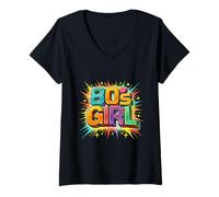 Women's Fun Throwback 80s Girl Funny Great Era Party Night V-Neck T-Shirt