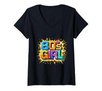 Women's Fun Throwback 80s Girl Great Era Retro Party V-Neck T-Shirt