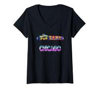 Womens Fun Town Chicago Old Amusement Park V-Neck T-Shirt