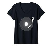 Women's Fun Vinyl Record, Retro Design, Turntable DJ, pop V-Neck T-Shirt