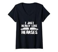 Womens Funeral Director Car I Just Really Like Hearses Mortician V-Neck T-Shirt